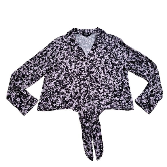 Velvet Heart Wrap Tie Floral Blouse Womens Medium Long Sleeve Button Up - Picture 1 of 10